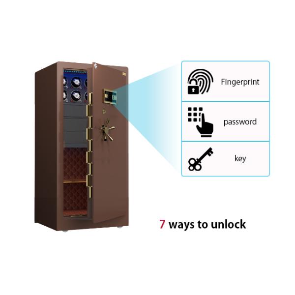 Double Alarm Solid Steel Jewelry Watch Winder Safes With 7 Open Ways