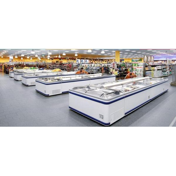 Black Commercial Display Freezer Static Cooling System Shelf Adjustable