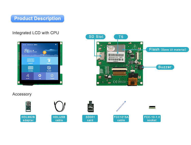 HMI 480x480 4 Inch Lcd Screen 250nit Brightness With LED Backlight