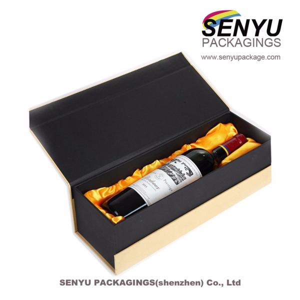 Gift Whisky Wine Bottle Packaging Boxes Cardboard Wine Box Black Paper with Custom Logo