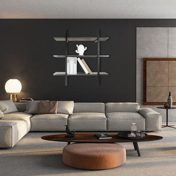 MDF Hanging Structural Decorative Aluminum Wall Shelf Silkscreen Printing