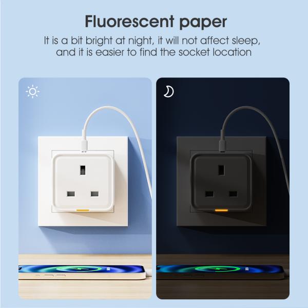 Tuya Smart Home Plug: UK Socket Travel Adapter with Type-C, 16A WiFi RF433, App & Voice Control, Compatible with Alexa