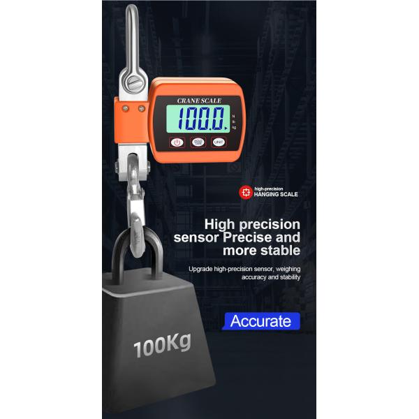 Easy Unit Change Portable Heavy Duty Digital Crane Scale 500Kg/300Kg LCD Backlight Industrial Hook Scales with ABS Plastic