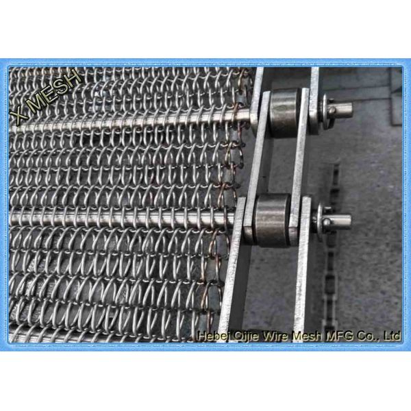Customized 304 Stainless Steel Wire Mesh Conveyor / Spiral Woven Wire Mesh Belt