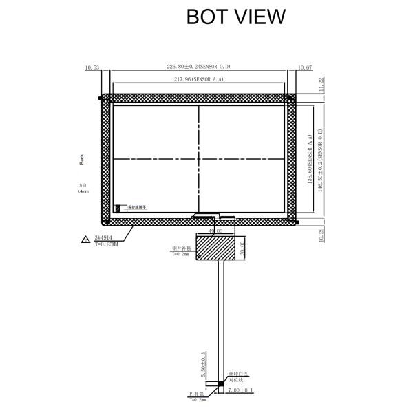 POS G+G 10.1 Inch Projected Capacitive Touch Panel With I2C Interface , Lcd Touch Screen Panel