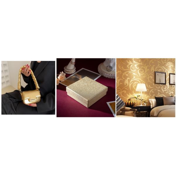 Box Packaging Leather Golden Series Embossed PVC Leather Non Woven