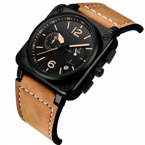 Genuine Leather Men'S Multifunction Watches Wear Resistant 3ATM Waterproof OEM