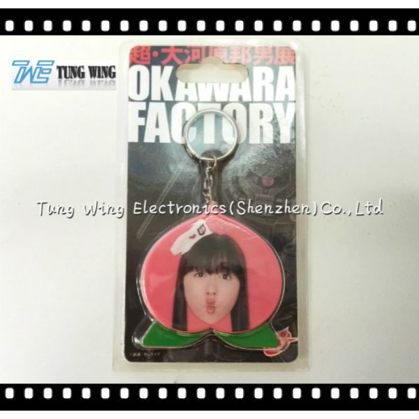 Pink Peach Shaped Music Keychain Custom Talking Keychain With Sound