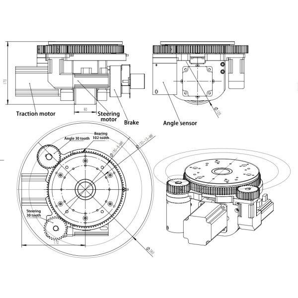 Industrial 500W AGV Drive Wheel Motor For Automation Equipment
