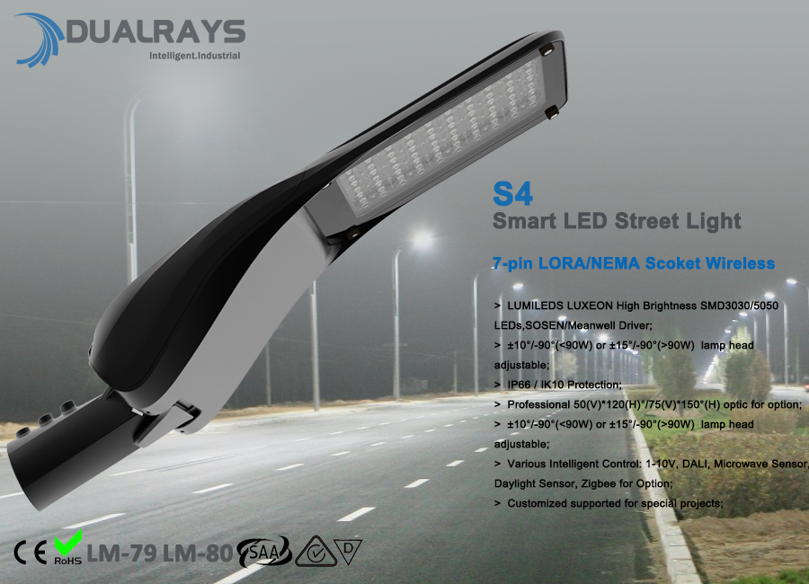 Aluminium Alloy Outdoor LED Street Lights 30W IP66 150LPW Efficiency AC100-277V 50-60Hz
