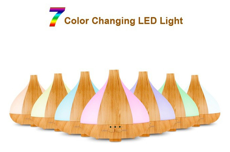 220ml Wood Grain Aromatherapy Diffuser With 7 Colors Fog Lamp