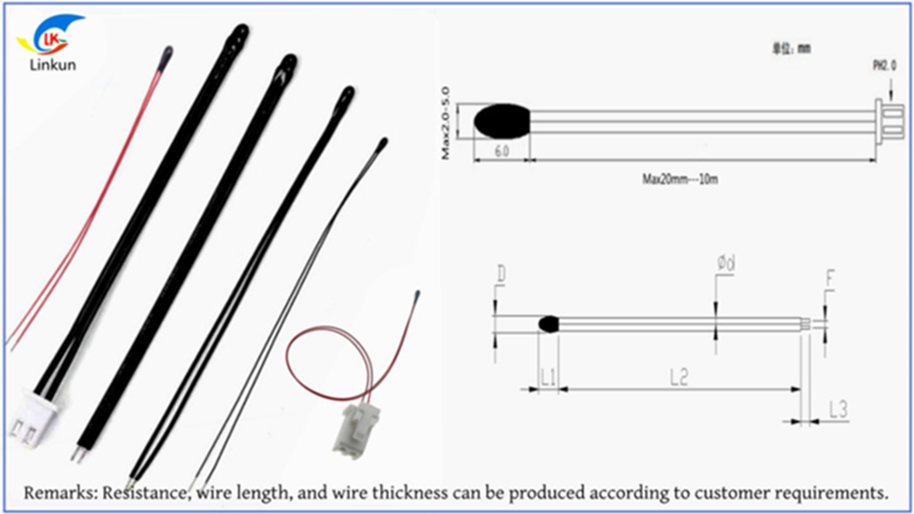 NTC Thermistor MF52 Thermistor 1K 2K 5K 10K 15K 20K 50K 100K 3435 3950 4100 4250 4500 B Value 1% PVC Or Enamelled Wire