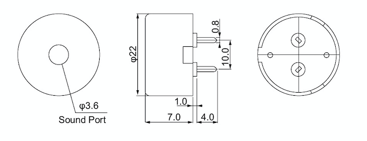 AC Type Small Piezo Buzzer / 9v Piezo Buzzer Φ22*7mm Without Oscillator Circuit
