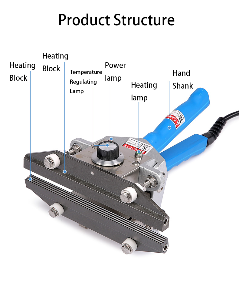 DUOQI FKR-300 Hand Held Crimp Sealer Manual Crimper Bag Sealer Semi Automatic