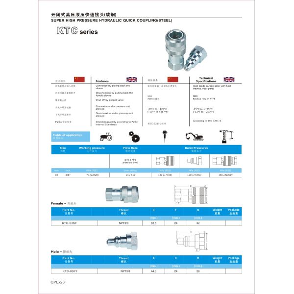 Parker Internal Standards Quick Connect Coupling High Pressure , Carbon Steel High Pressure Coupling