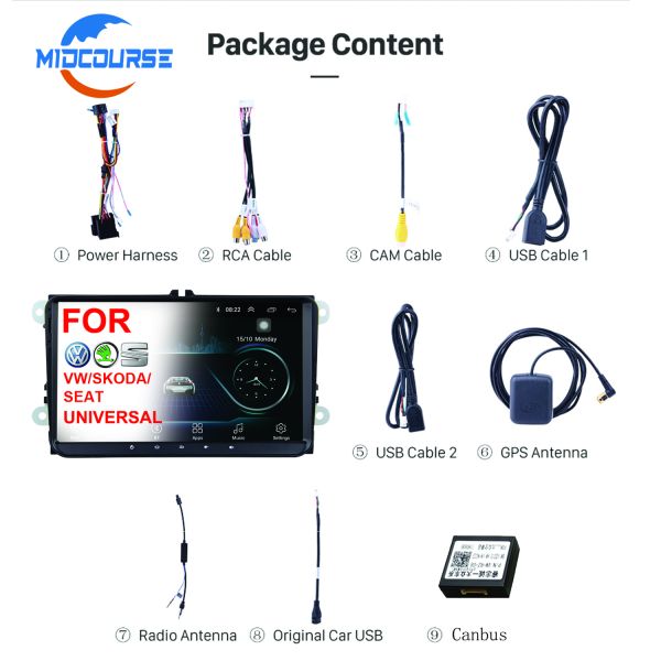 VW Volkswagen Android Car DVD Players RDS FM AM Screen Mirroring GPS Navigation Head Unit