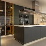 Modular Kitchen Cabinets Customized with Matte Finish and Quartz Stone
