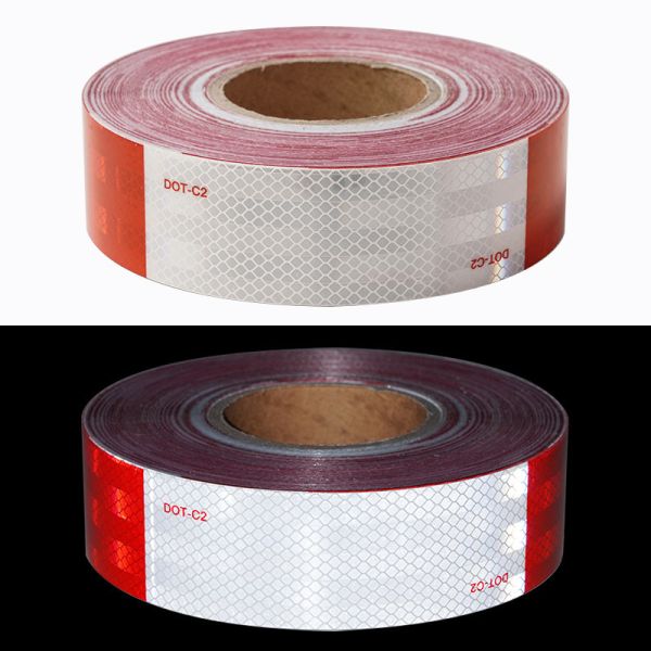 White Red Micro Prismatic Conspicuity DOT C2 Reflective Tape For Trucks
