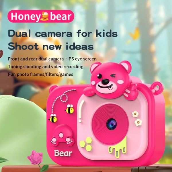 Childrens Waterproof Digital Toy Camera Cartoon Silicone Dual Lens For Preschoolers