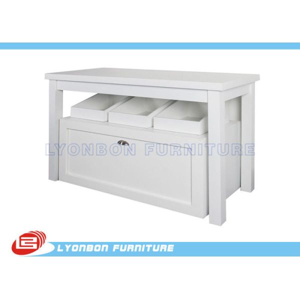 Presenting Goods Retail Display Tables With Open Drawer , Custom MDF Display