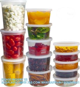 China Food Storage Containers With Lids 8oz, 16oz, 32oz Freezer Deli Cups Combo Pack, 44 Sets BPA-Free Leakproof Round wholesale