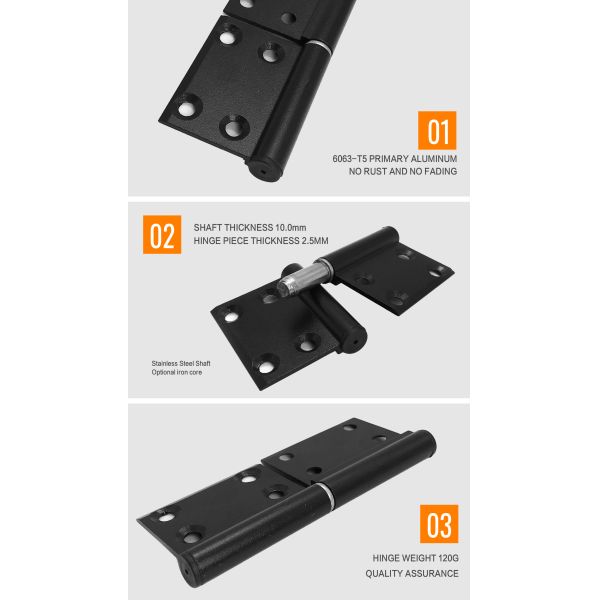 Left And Right Opening Flag Type Aluminium Door Hinge With Oxidation Finish
