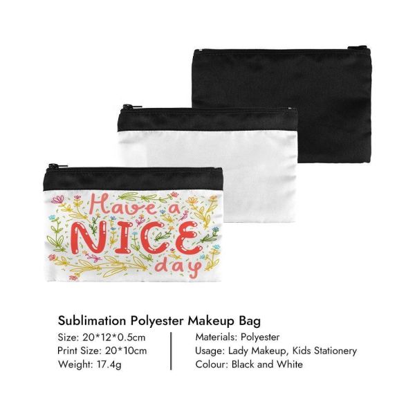 Polyester Blank Sublimation Cosmetic Bag Lipstick Mirror Pencil Bag Sublimation Makeup Bag