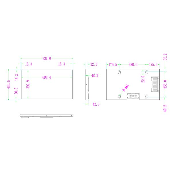 32 Inch Lcd Display Panel Sunlight Readable Outdoor Display Large
