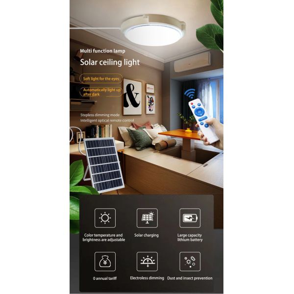 Neutral White 4100K Indoor Solar Ceiling Lights 6V IP67 High Efficiency