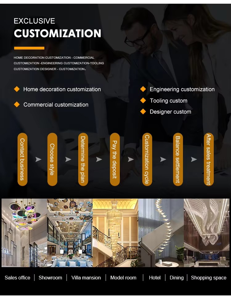 Decorative Light Ballroom Shopping Center Lighting Hotel Lobby Large Chandelier Luxury Ceiling Crystal Light