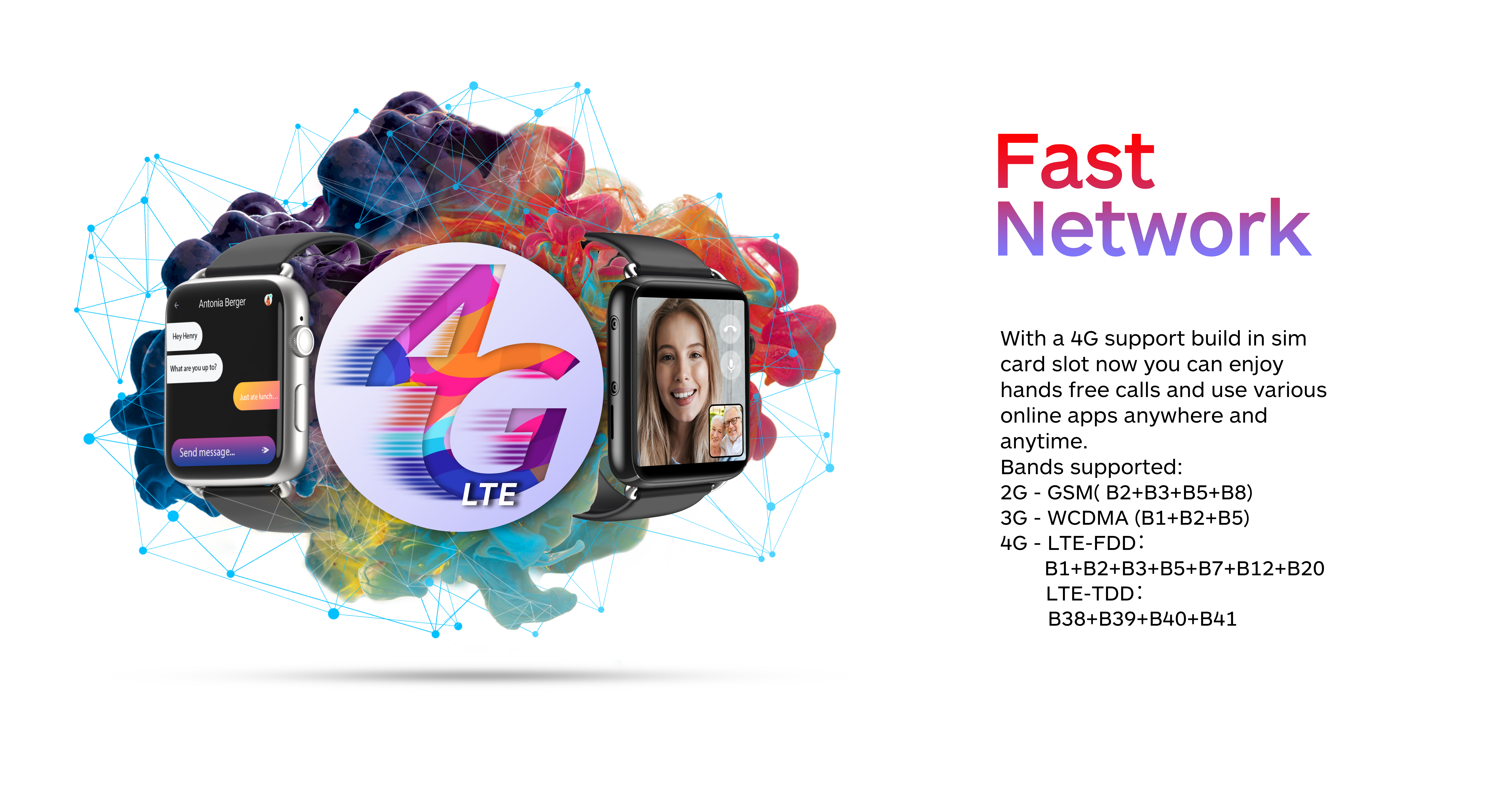 DM20 4G Smart Watch Large Memory SIM Calling and GPS for Multi-Sports and Display and Heart Rate