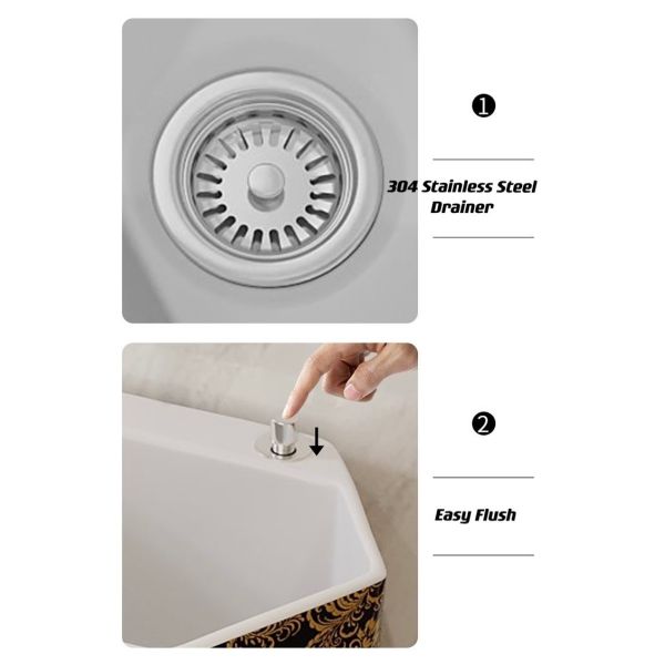 Household Rectangular Ceramic Mop Sink Small Countertop Mounted Type