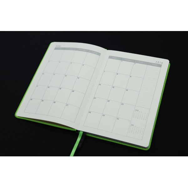 2 Ribbon Bookmarks Project Planner Notebook , Textured Leather Custom Calendar Planner