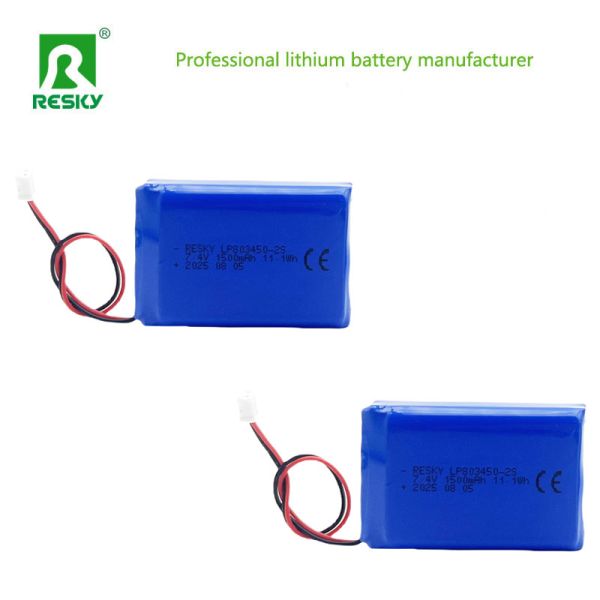 Power Lithium Polymer Battery Pack 803450 2S 7.4V 1500mAh 11.1wh Rechargeable Lithium Ion Cell