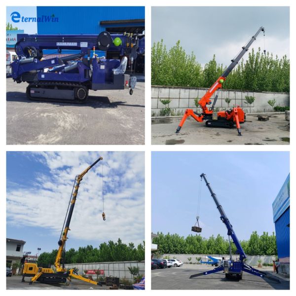 Used Remote Control Hydraulic Crawler Spider Crane Fly Jib Bucket 3ton 10ton