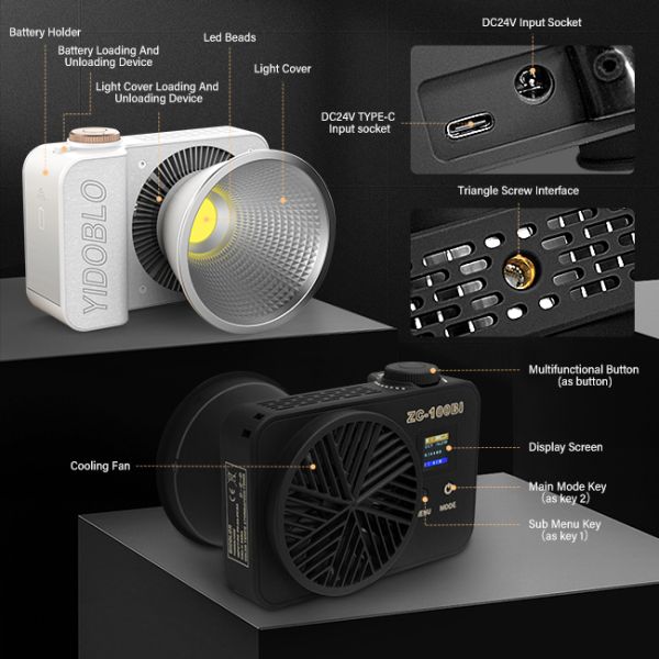 Handheld Studio video camera 100w Cob LED Pocket Fill Light 7500k For Short Videos Lighting