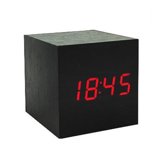 Promotional Electronic Wooden LED Alarm Clock Home Colck Logo Customized