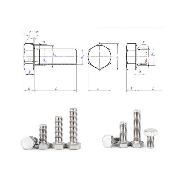 Hex Head Stainless Steel Bolts M14 Zinc Plated Hex Bolts Grade 8.8 DIN933