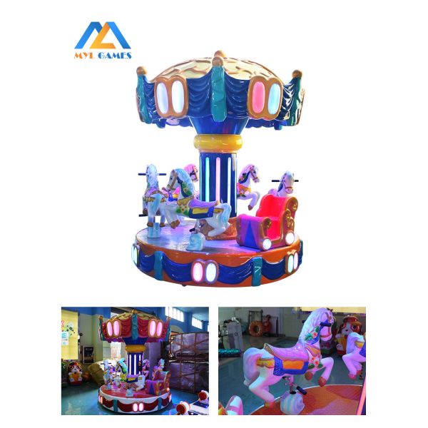 Horse Coin Operated Carousel Deluxe Crown Rotating 6 Players for Kids