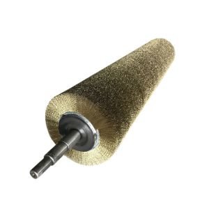 Plate Polishing Derusting Roller Brush , Copper Wire Plating Brush Roller