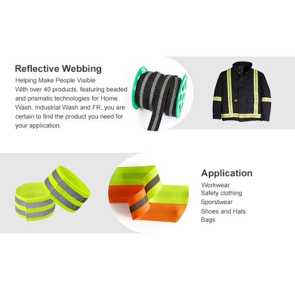 Colorful Soft High Visible Reflective Webbing For Clothing Sportswear Jackets Bags