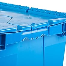 Wholesale Stackable Tote File Storage Box Attached Lid Container High Quality Plastic Crate Attached Lid Storage Container For Warehouse