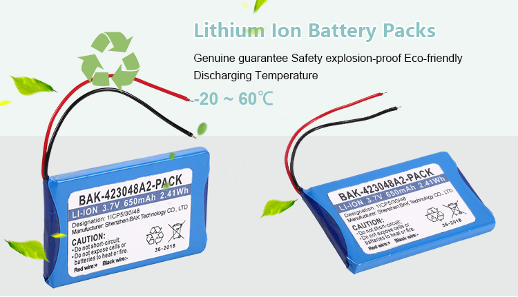 Electronic Devices Use 423048A2-Pack 3.7v 650mah Real Capacity Lithium Ion Battery Pack
