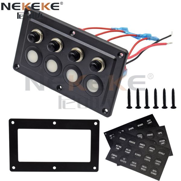 ABS Material 4 Gang Marine Switch Panel 12 Volt Toggle Rocker Switch Panel For Boat