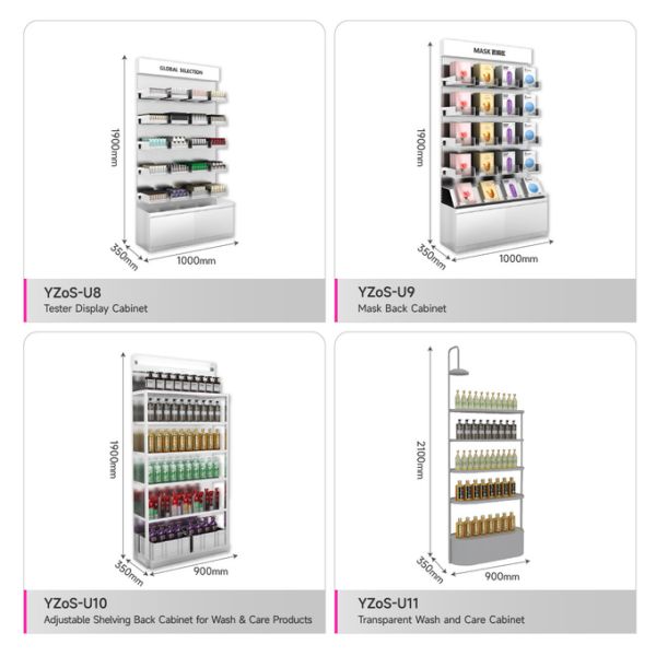 Beauty Store Rack Washable Back Cabinet With Adjustable Layer Board For Skincare Shop Design And Makeup Shop Display Furniture