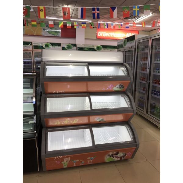 Convenience Store / Shop Commercial Multi Plate Ice Cream Refrigerated Storage Display Freezer