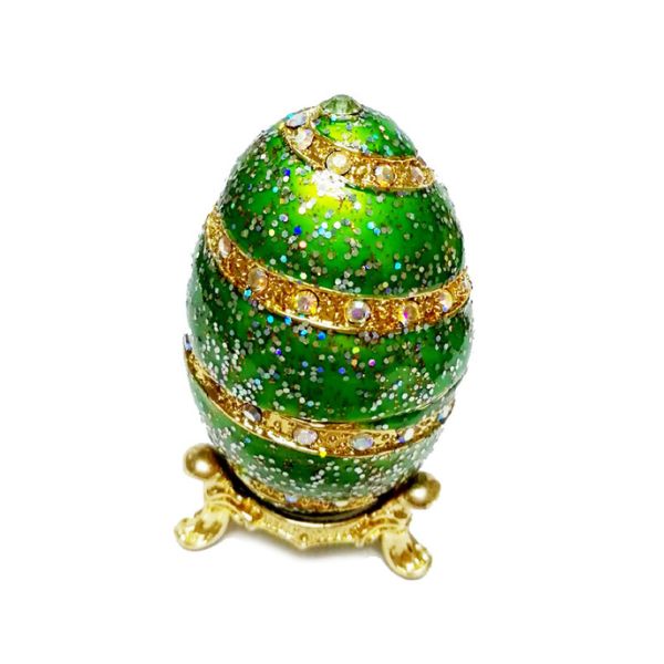 Faberge Egg Trinket Box Home Decor Collectors Box Unique Russian Egg Enamel Easter Egg Crystal Jeweled Trinket Box
