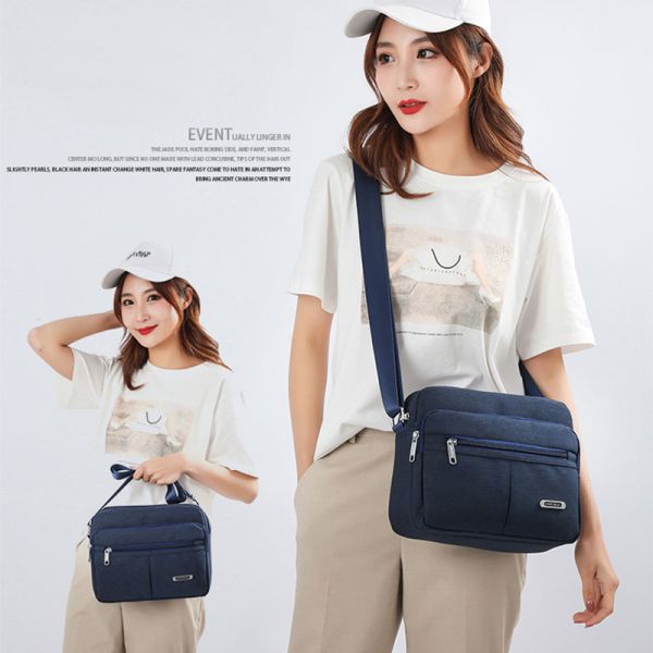 Canvas Casual Shoulder Messenger Bag Solid Buckle MultiPocket