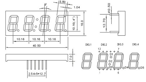 High Brightness 4 Digit Seven Segment Display / 0.4 Inch Electronic Number Display Red Color