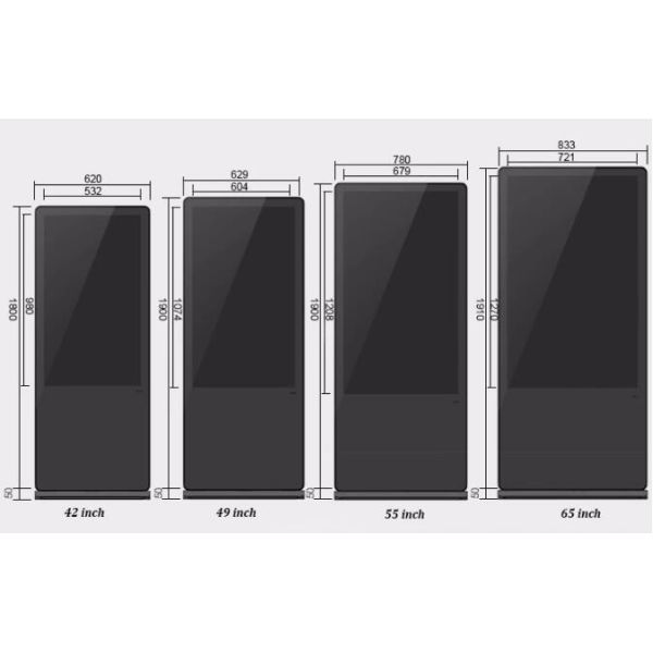 Multi Touch Lcd Advertising Player Ultra Slim Design For Indoor 50,000 Hours Lifespan